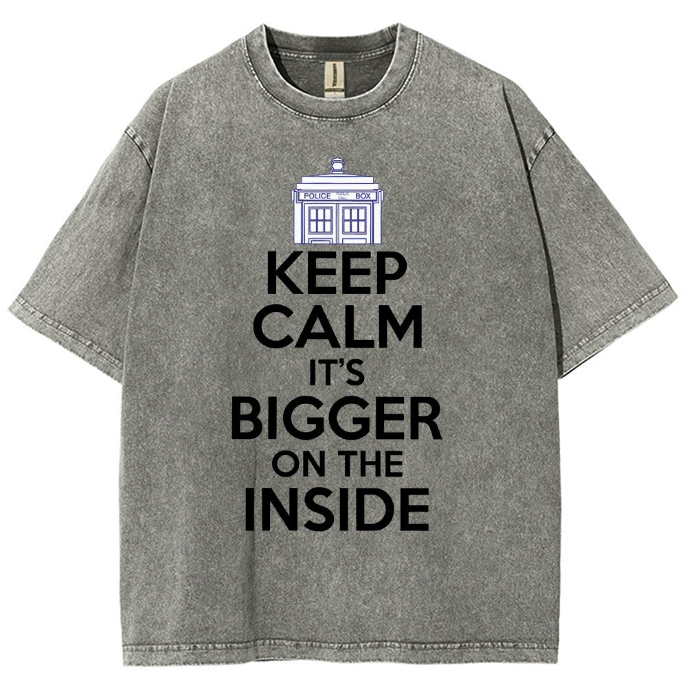 Keep Calm It's Larger On The Inside Vintage Distressed T-shirt