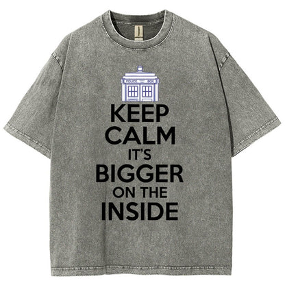 Keep Calm It's Larger On The Inside Vintage Distressed T-shirt