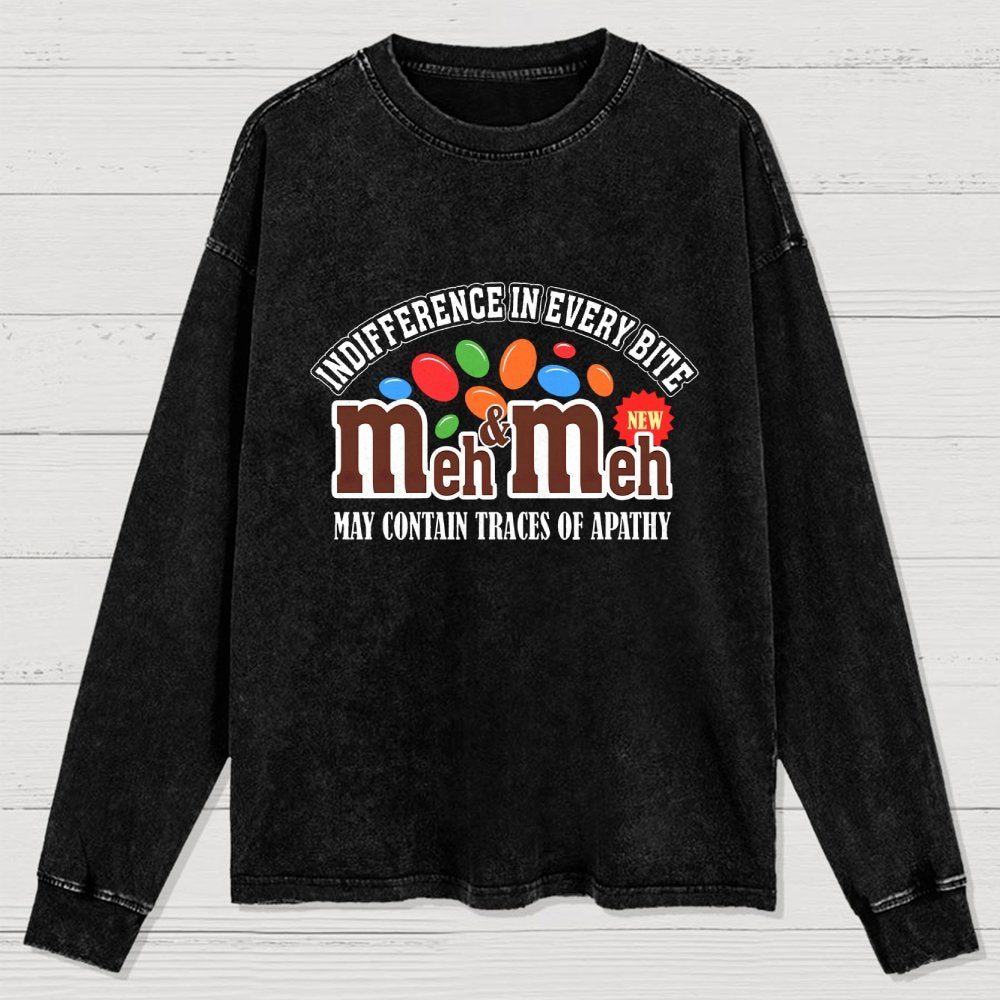 Meh & Meh Washed Long Sleeve Tee