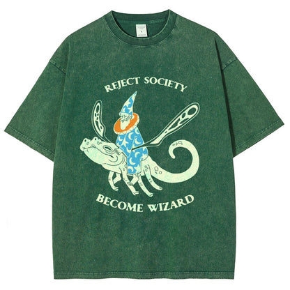 Reject-society become-wizard Vintage Distressed T-shirt