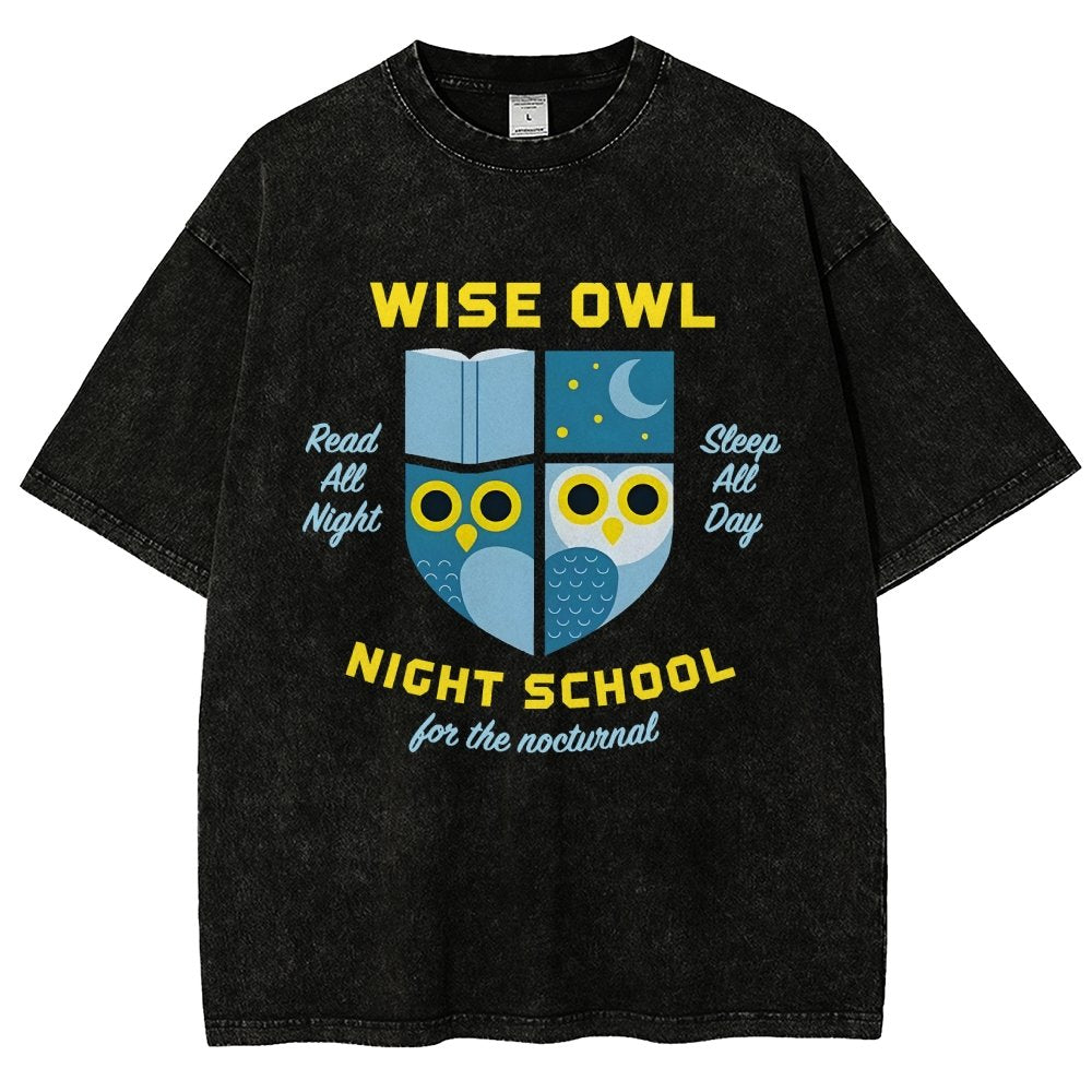 Wise Owl Night School Vintage Distressed T-shirt