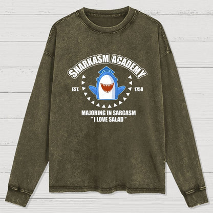 Sharkasm Academy Washed Long Sleeve Tee