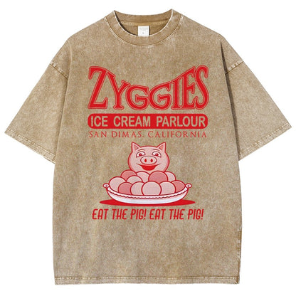 Eat the Pig at Sunny Ice Cream Parlour Ringer Vintage Distressed T-shirt