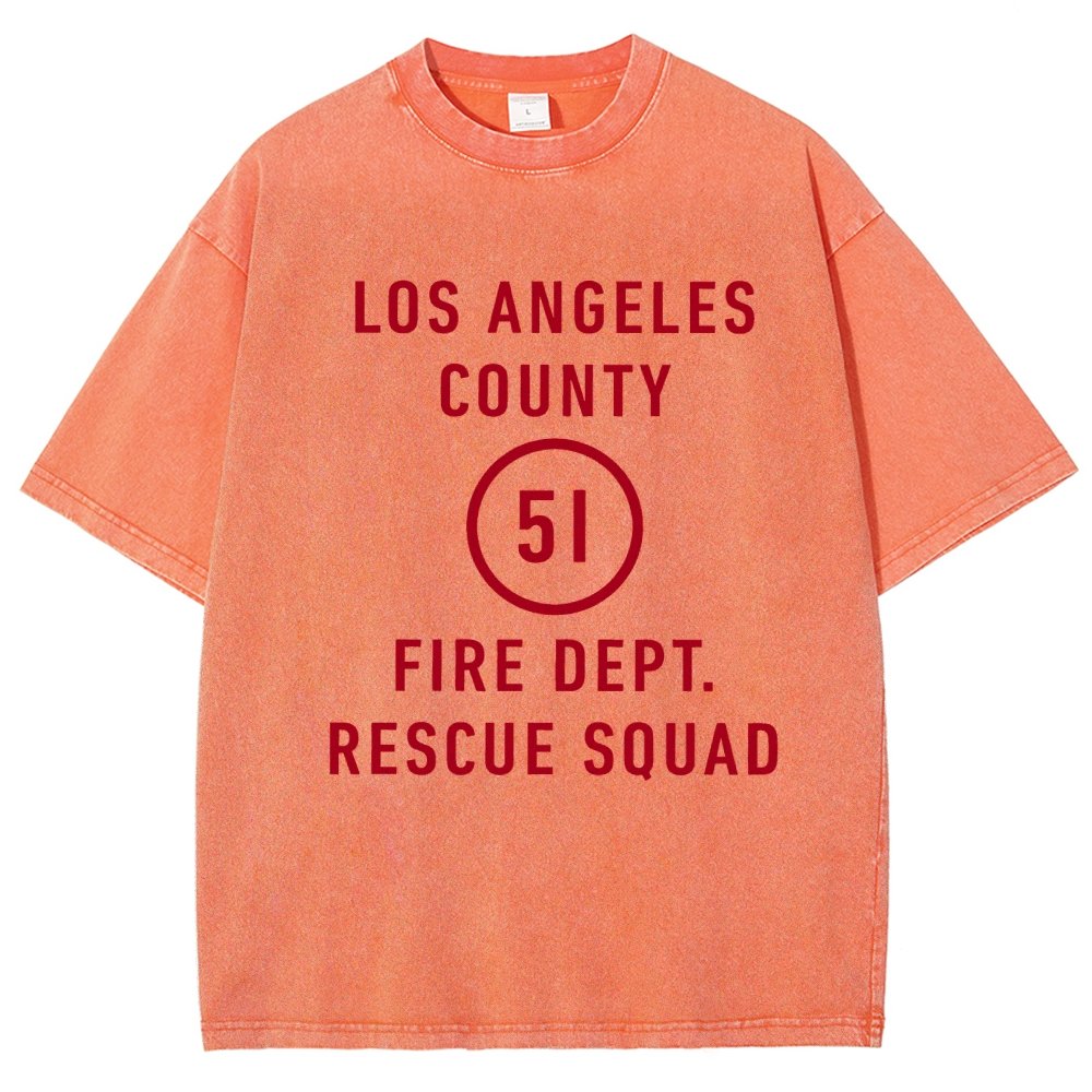 Emergency - Los Angeles County Fire Dept. Squad 51 Vintage Distressed T-shirt