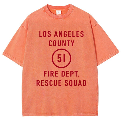 Emergency - Los Angeles County Fire Dept. Squad 51 Vintage Distressed T-shirt