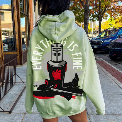 Everything Is Fine Printed Back Cotton Hoodie