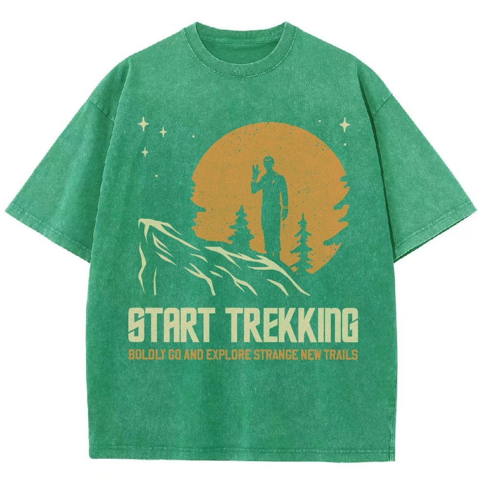 Start Trekking Boldly Go And Explore Uncharted New Trails Vintage Distressed T-shirt