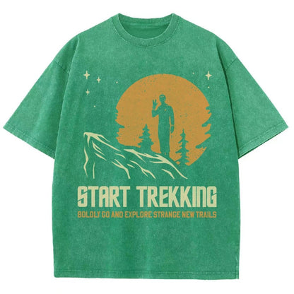Start Trekking Boldly Go And Explore Uncharted New Trails Vintage Distressed T-shirt