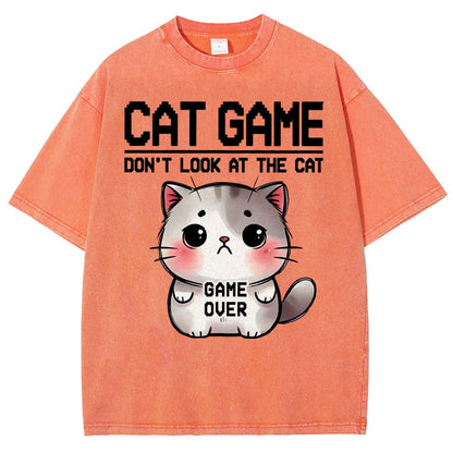Funny Cat Game-Game Over Vintage Distressed T-shirt