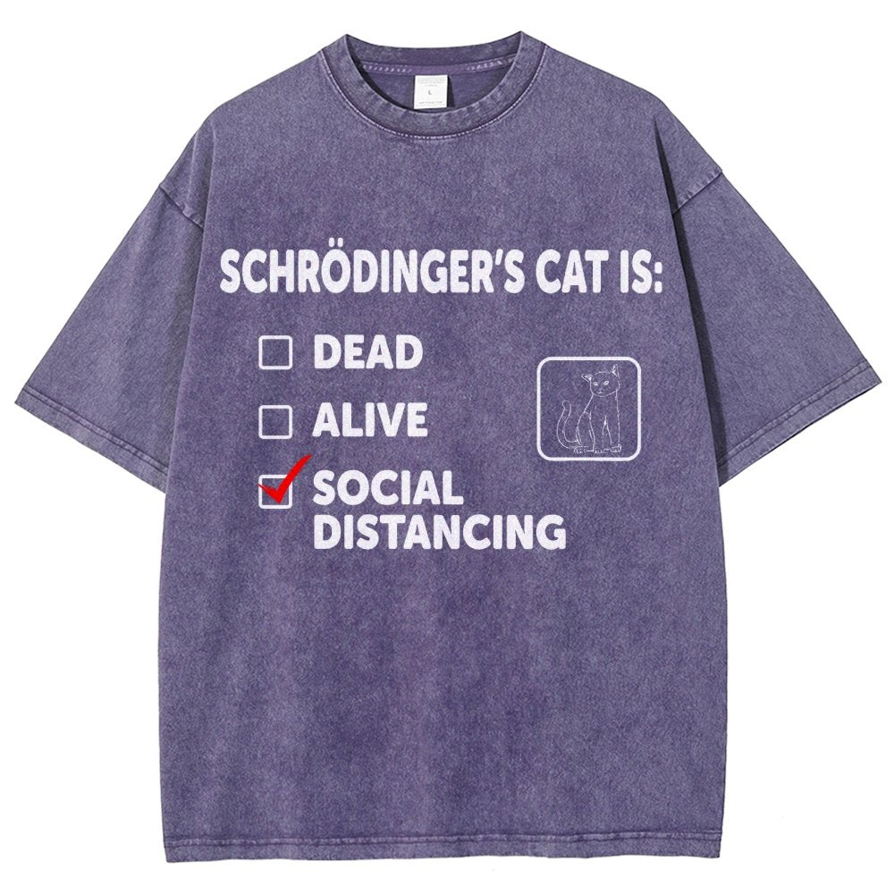 Schrodinger's Social Distancing Vintage Distressed T-shirt