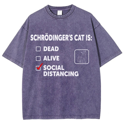 Schrodinger's Social Distancing Vintage Distressed T-shirt
