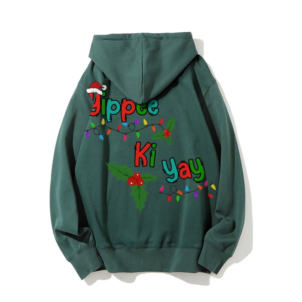 Yippee Ki Yay Christmas Printed Back Cotton Hoodie