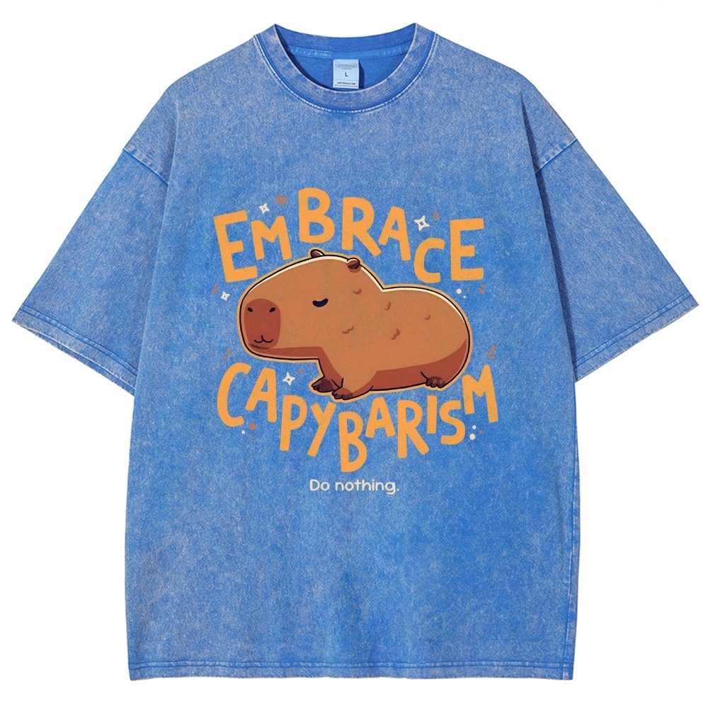 Capybarism Do Nothing Vintage Distressed T-shirt