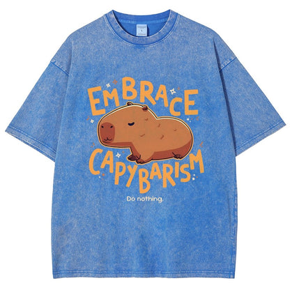 Capybarism Do Nothing Vintage Distressed T-shirt