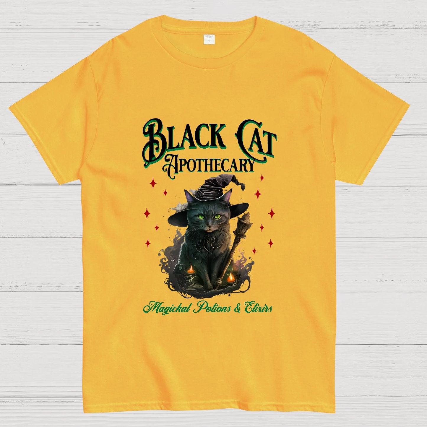 Black Cat Apothecary Halloween Geeky T-Shirt