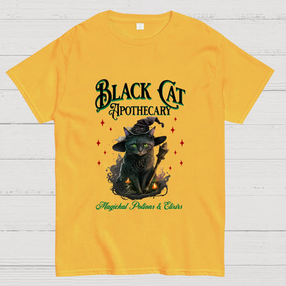 Black Cat Apothecary Halloween Geeky T-Shirt