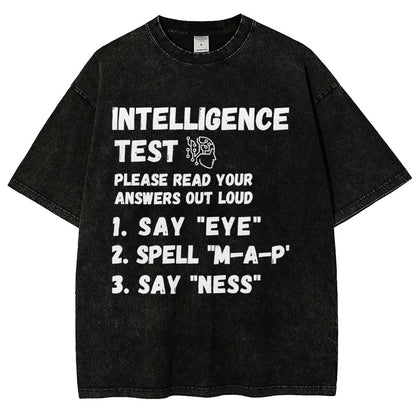 Intelligence Test Say Eye M A P Ness Vintage Distressed T-shirt