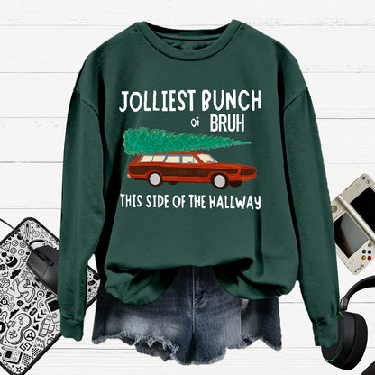Jolliest Bunch Of Bruh.Christmas Cotton Pullover Sweatshirt
