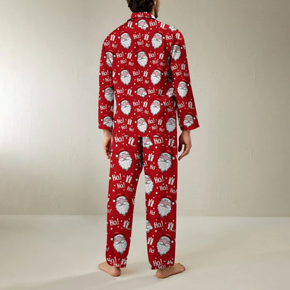 Unisex Christmas Print Geek Long Sleeve Pajama Set
