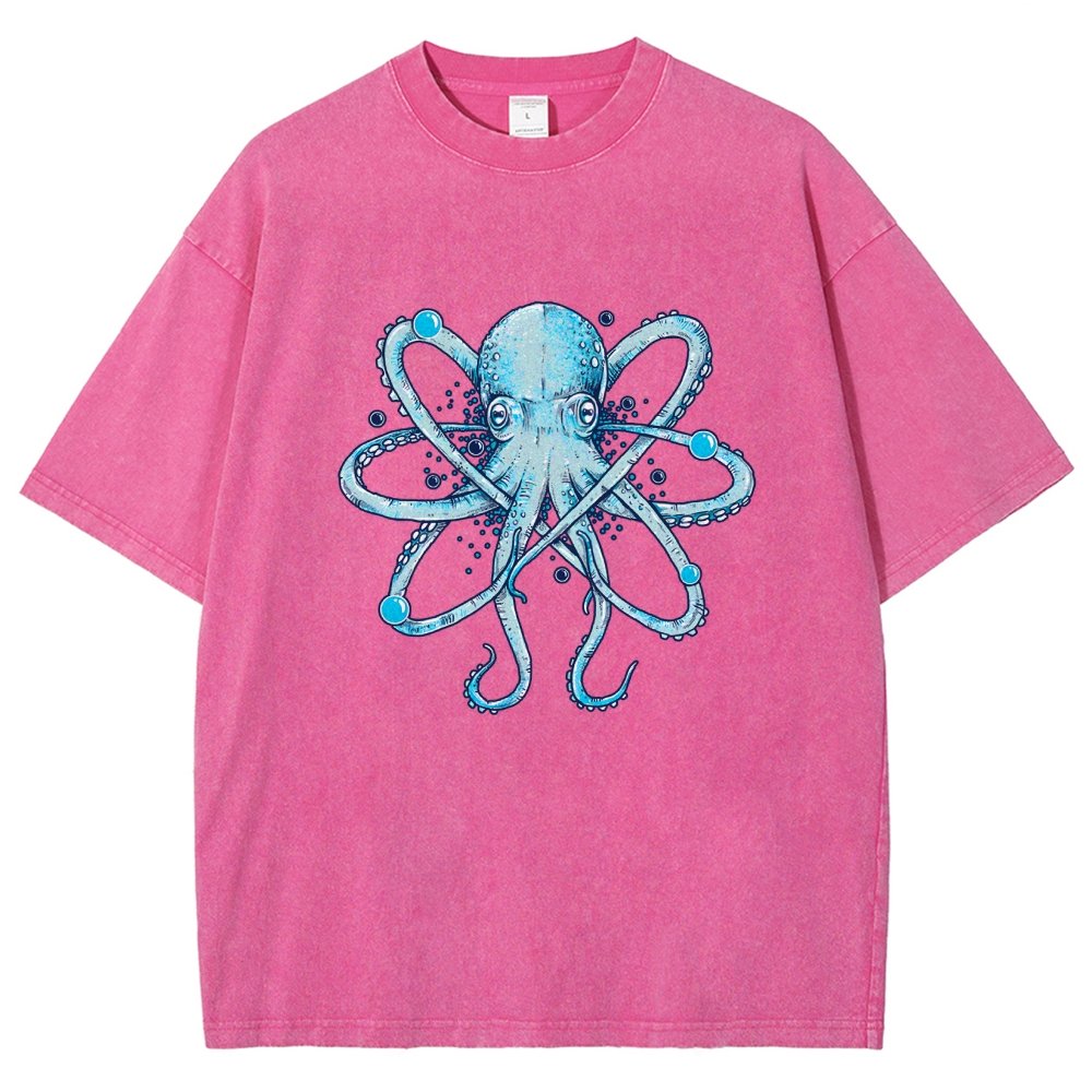Atomic Octopus Vintage Distressed T-shirt