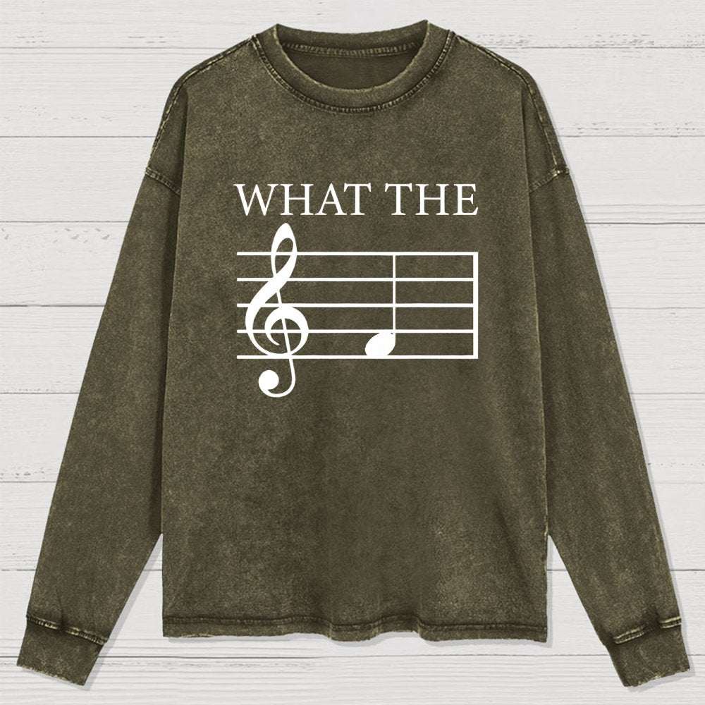 What The F Musical Note Washed Long Sleeve Tee