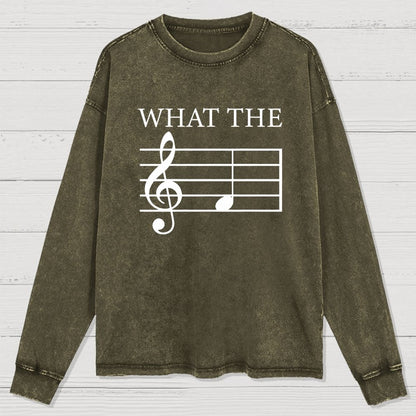 What The F Musical Note Washed Long Sleeve Tee