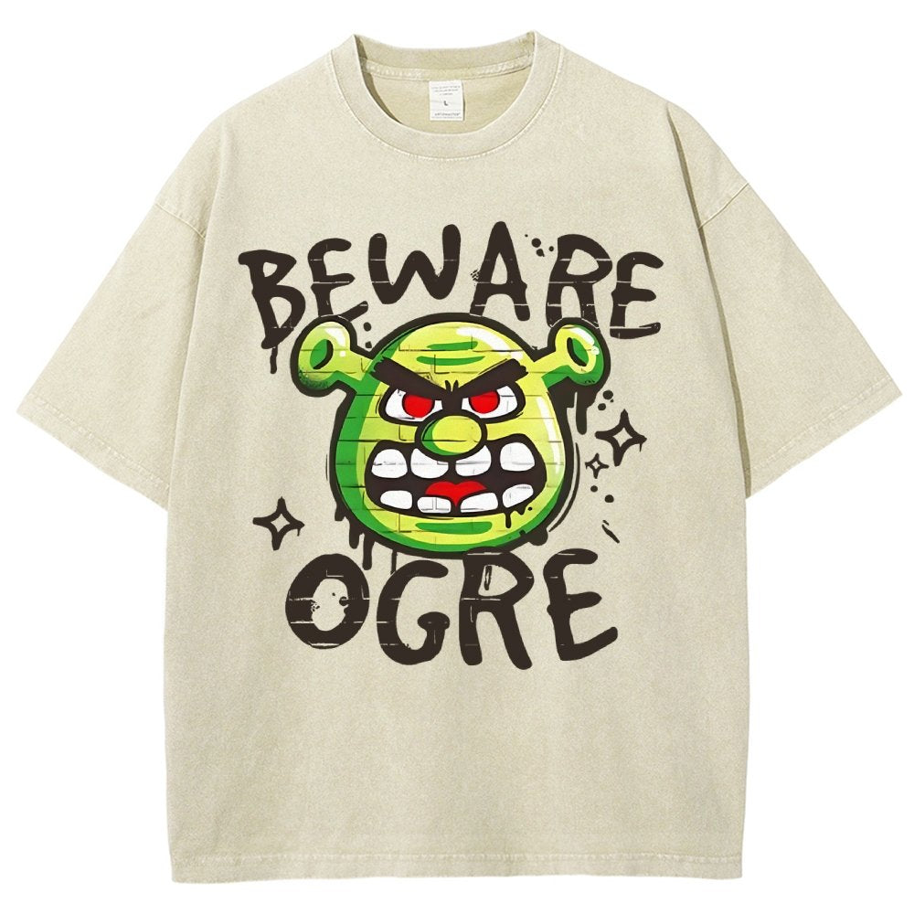 Beware Ogre Graffiti Vintage Distressed T-shirt
