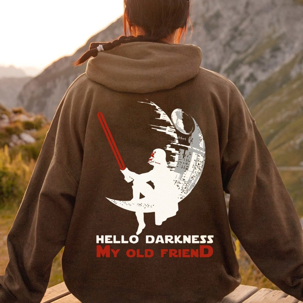 Hello Darkness My Old Friend Printed Back Unisex Cotton Hoodie