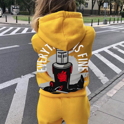 Everything Is Fine Printed Back Cotton Hoodie