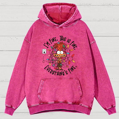 I'm Fine This Is Fine Everything Is Fine Christmas Light  Vintage Distressed Hoodie