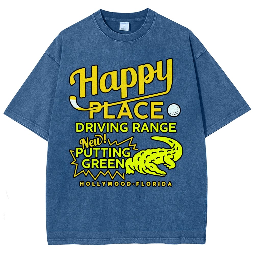 Happy Place Driving Range Vintage Distressed T-shirt