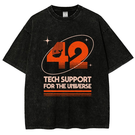 42 - Tech Support For The Universe Vintage Distressed T-shirt
