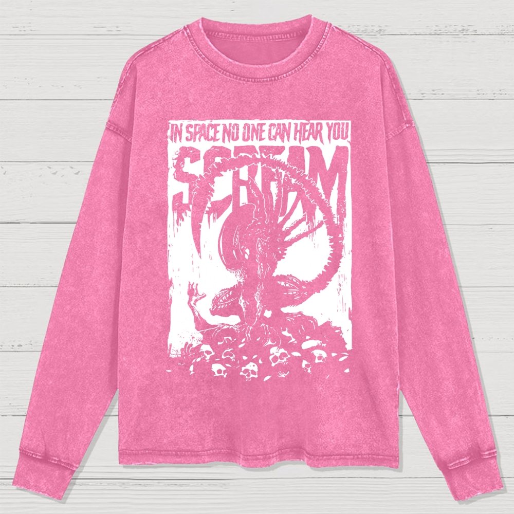 In Space No One Can Hear You Washed Long Sleeve Tee