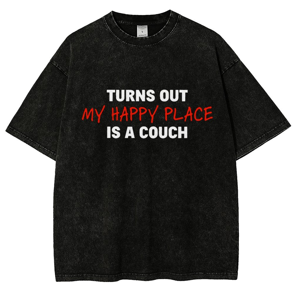 My Happy Place Is A Couch Vintage Distressed T-shirt