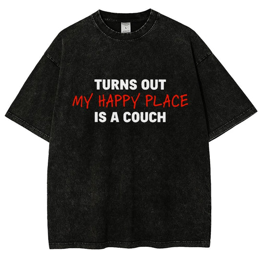 My Happy Place Is A Couch Vintage Distressed T-shirt