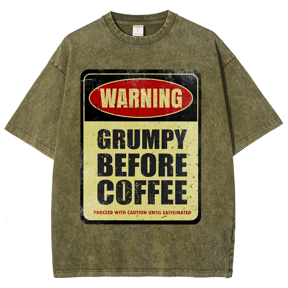 Grumpy Before Coffee Vintage Distressed T-shirt 2412001060
