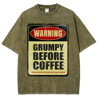 Grumpy Before Coffee Vintage Distressed T-shirt 2412001060