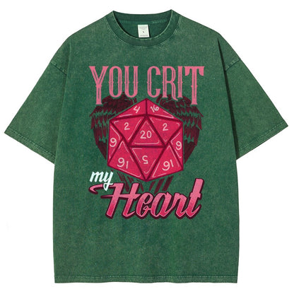 You Crit My Heart Fun Board Game Valentine's Day Nerd Vintage Distressed T-shirt