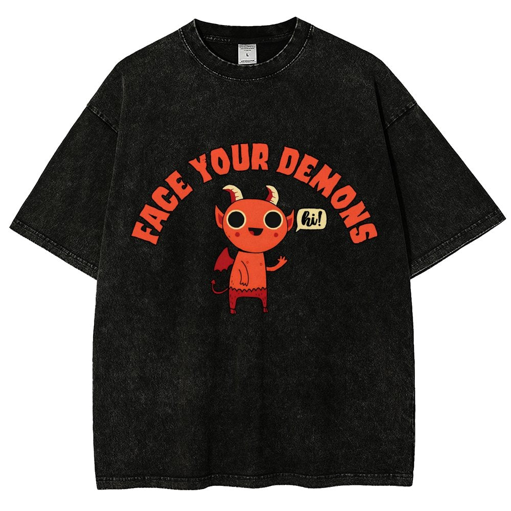 Face Your Demons Vintage Distressed T-shirt