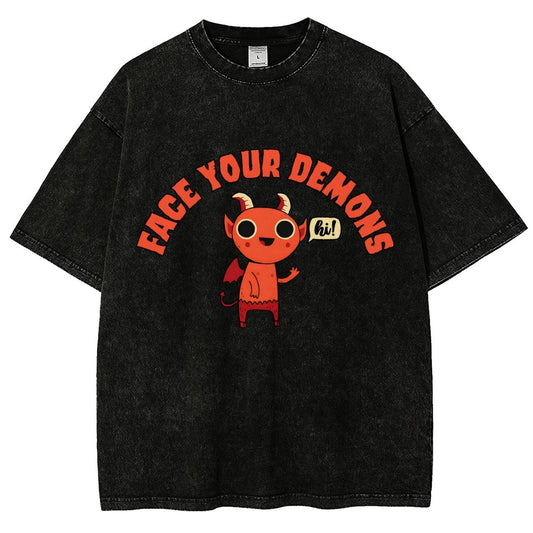 Face Your Demons Vintage Distressed T-shirt
