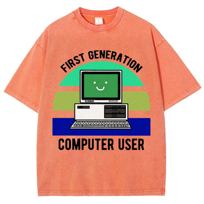 First Generation Computer User Vintage Distressed T-shirt