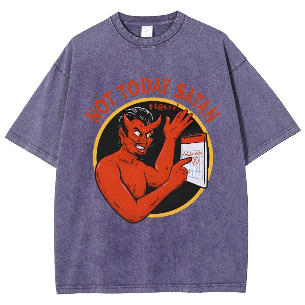 Not Today Satan Vintage Distressed T-shirt