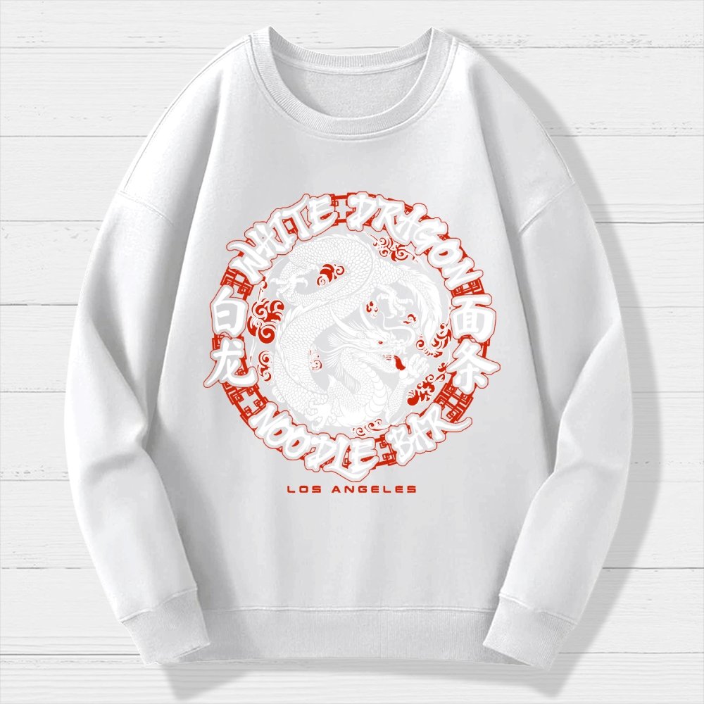 White Dragon Noodle Bar Oversized Geek Cotton Sweatshirt