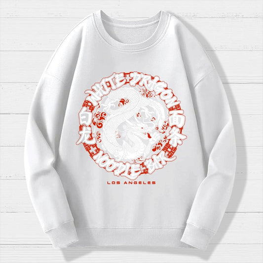 White Dragon Noodle Bar Oversized Geek Cotton Sweatshirt