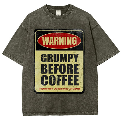 Grumpy Before Coffee Vintage Distressed T-shirt 2412001060