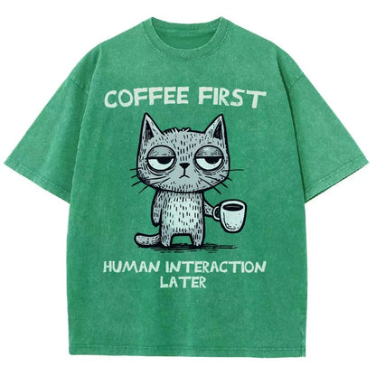 Coffee Firtst Vintage Distressed T-shirt
