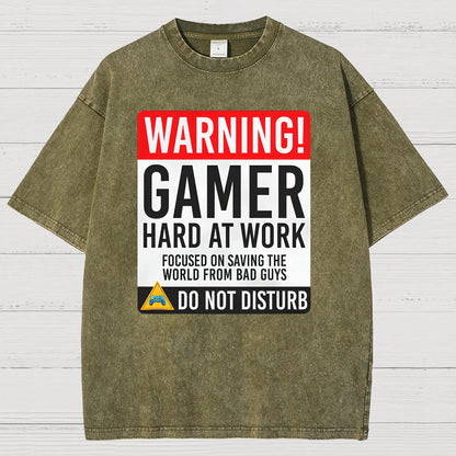 Warning Gamer Hard At Work - Geek Gamer Vintage Distressed T-shirt