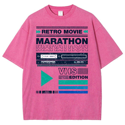 Retro Movie Marathon VHS Edition Vintage Distressed T-shirt