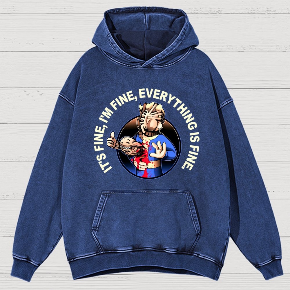 I'M Fine Everything Is Fine Vintage Distressed Hoodie