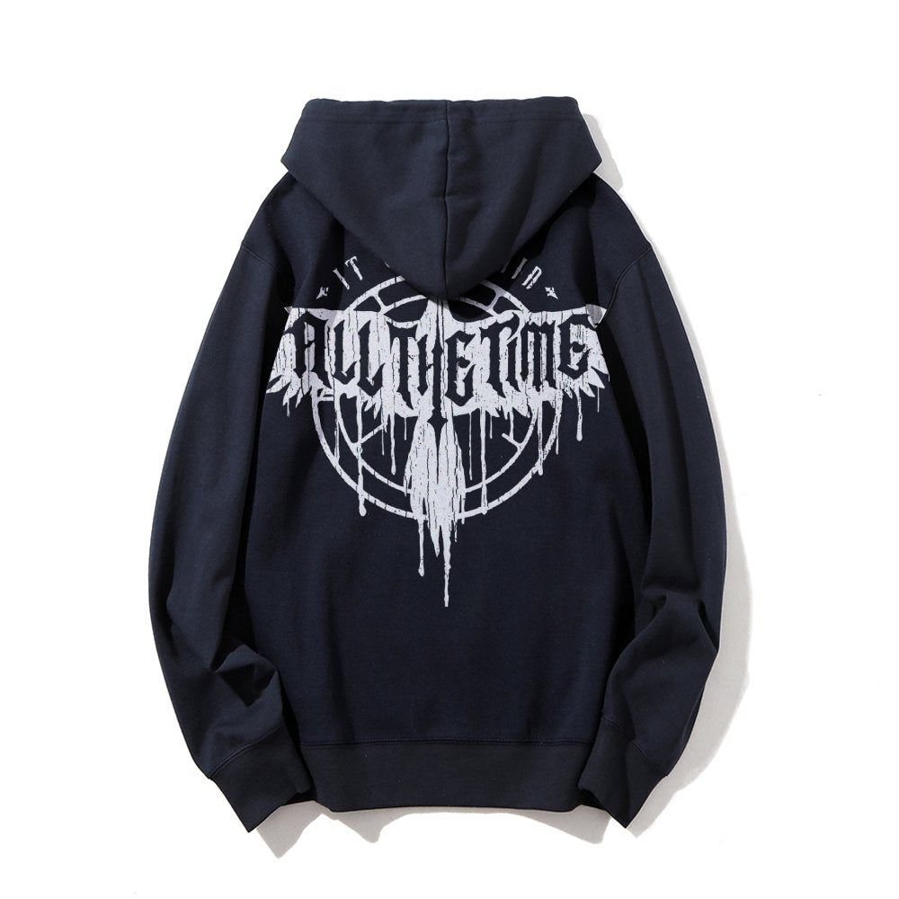 It Can't Rain All The Time Nerd Printed Back Cotton Hoodie